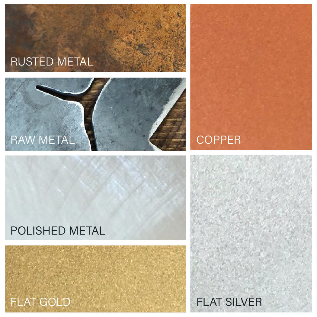 Closeups of metal finish options