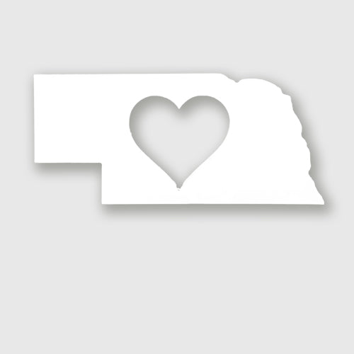 Nebraska state with heart cutout magnet design