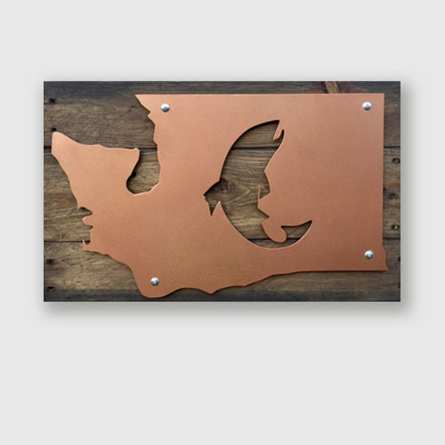 Washington state with leaping fish, home decor