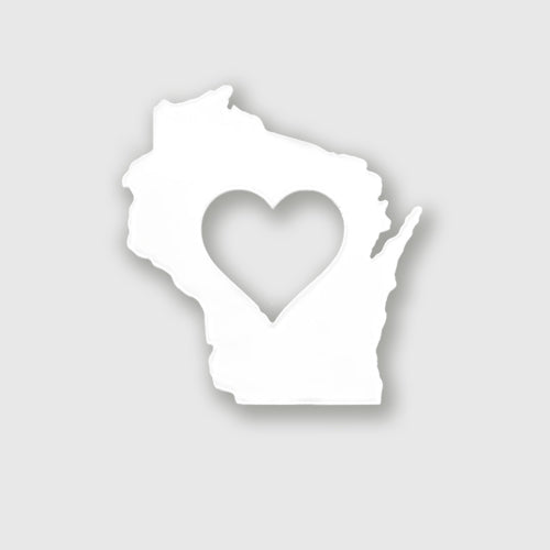 Wisconsin magnet with heart in middle
