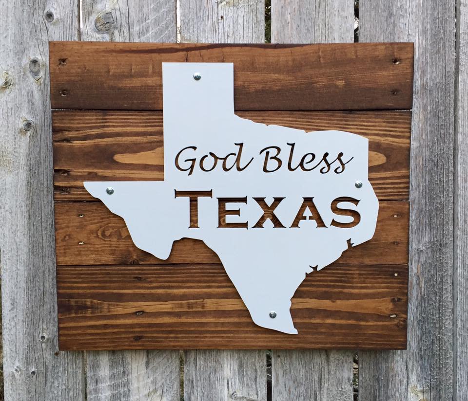 Texas God Bless Texas Metal Sign