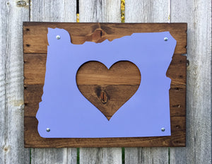 Oregon Heart Metal Sign