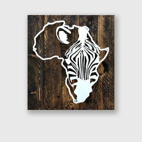 Metal zebra in Africa on upcycled wood pallet