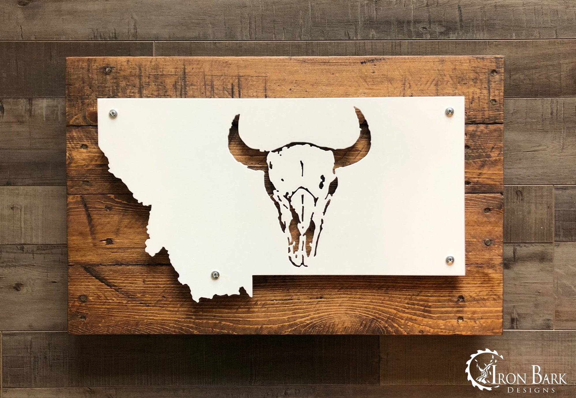 Montana Bison Skull Metal Sign