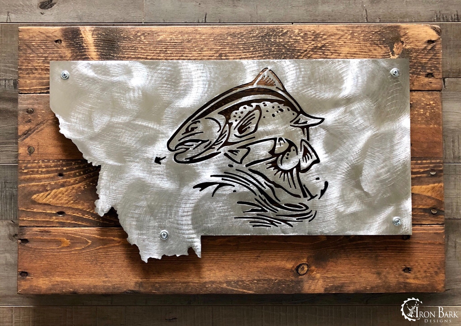 Montana Dancing Trout Metal Sign