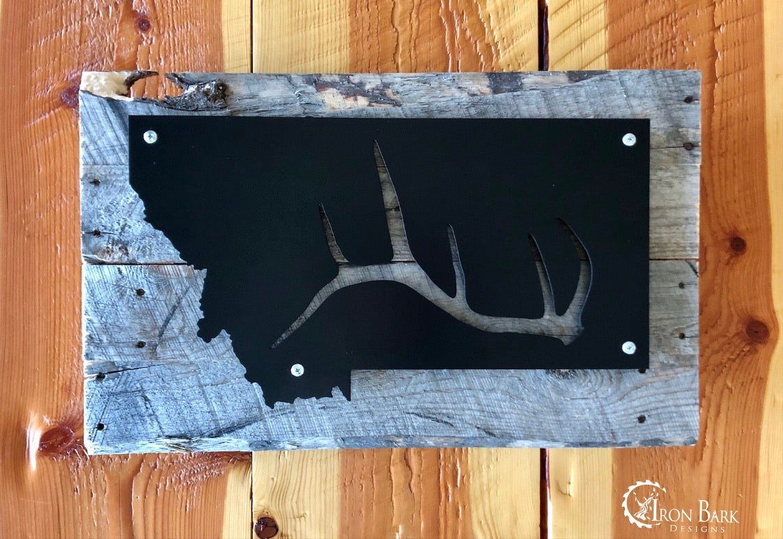 MONTANA ELK SHED METAL SIGN