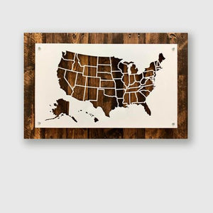 Map of the United States outlined in metal - Wall hanging