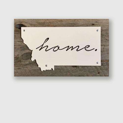 Montana state with home written in cursive wall decor