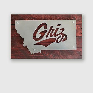 University of Montana Griz logo metal sign